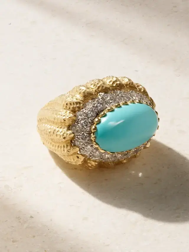 Mount Olympus 18-karat Gold, Platinum, Turquoise And Diamond Ring