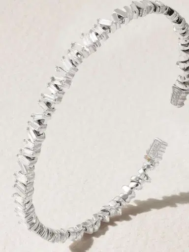 Suzanne Kalan 18-karat White Gold Diamond Cuff | Thumbnail 4