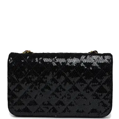 Chanel Vintage Chanel Small Flap Bag Black Sequin Gold Hardware | Thumbnail 4 Chanel Vintage Chanel Small Flap Bag Black Sequin Gold Hardware | Thumbnail 4