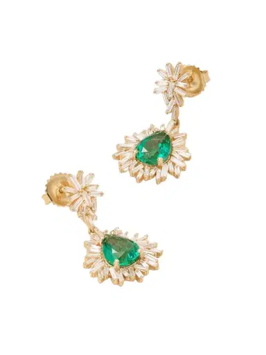 Suzanne Kalan 18-karat Gold, Emerald And Diamond Earrings | Thumbnail 1 Suzanne Kalan 18-karat Gold, Emerald And Diamond Earrings | Thumbnail 1