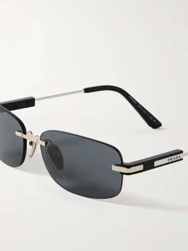 PRADA EYEWEAR Rimless Rectangle-frame Silver And Gold-tone And Acetate Sunglasses | Thumbnail 4 PRADA EYEWEAR Rimless Rectangle-frame Silver And Gold-tone And Acetate Sunglasses | Thumbnail 4