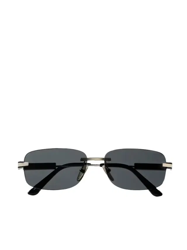 Rimless Rectangle-frame Silver And Gold-tone And Acetate Sunglasses