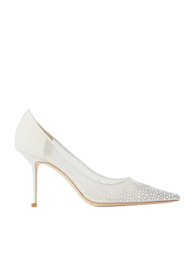 Jimmy Choo Love 85 Leather-trimmed Crystal-embellished Mesh Pumps