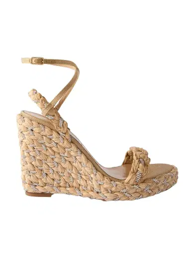 Aquazzura Costiera 120 Crystal-embellished Cord-trimmed Raffia Platorm Wedge Sandals | Thumbnail 1 Aquazzura Costiera 120 Crystal-embellished Cord-trimmed Raffia Platorm Wedge Sandals | Thumbnail 1