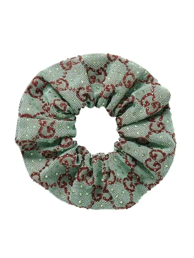 Crystal-embellished Canvas-jacquard Scrunchie