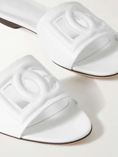 Dolce & Gabbana Bianca Cutout Leather Slides | Thumbnail 4 Dolce & Gabbana Bianca Cutout Leather Slides | Thumbnail 4