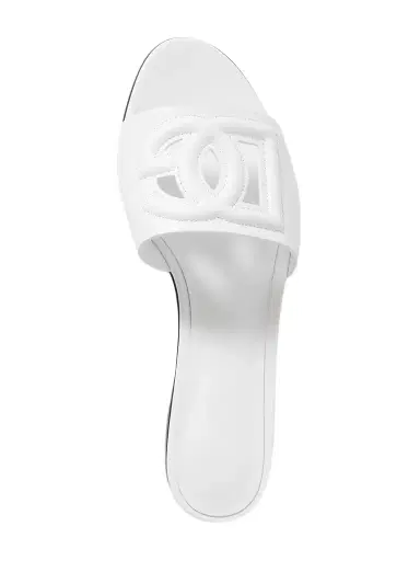 Dolce & Gabbana Bianca Cutout Leather Slides | Thumbnail 1 Dolce & Gabbana Bianca Cutout Leather Slides | Thumbnail 1