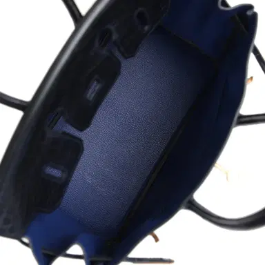 HERMÈS Hermes Birkin 25 Bleu Saphir Taurillion Novillo and Bleu Marine Matte Alligator Touch Rose Gold Hardware | Thumbnail 8