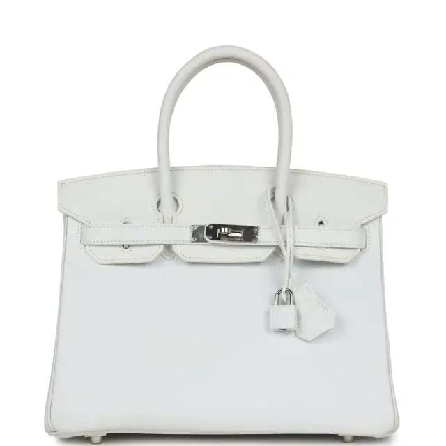 Pre-owned Hermes Birkin 30 White Epsom Palladium Hardware