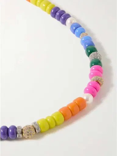 Martha Calvo Optimist Gold-plated, Pearl, Enamel And Crystal Necklace | Thumbnail 4