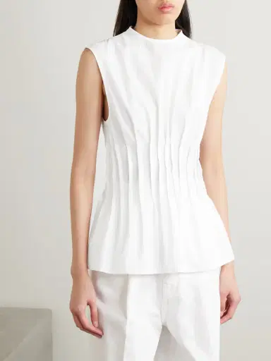 Khaite Westin Pintucked Cotton-poplin Top | Thumbnail 3