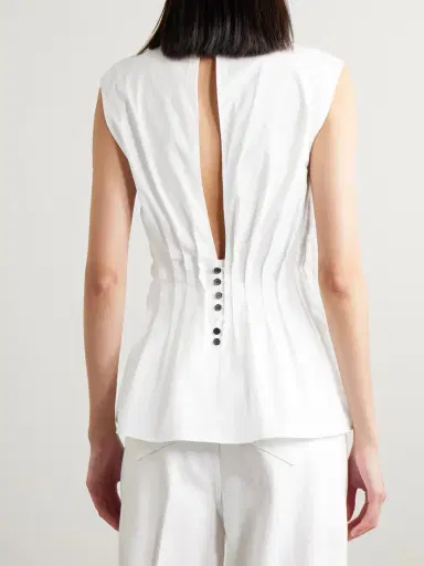 Khaite Westin Pintucked Cotton-poplin Top | Thumbnail 4