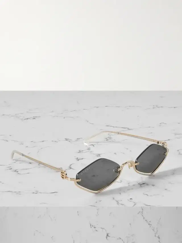 Hexagon-frame Gold-tone Sunglasses