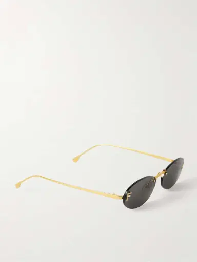 FENDI EYEWEAR Rimless Oval-frame Crystal-embellished Gold-tone Sunglasses | Thumbnail 3 FENDI EYEWEAR Rimless Oval-frame Crystal-embellished Gold-tone Sunglasses | Thumbnail 3