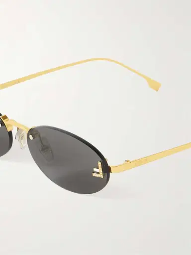 FENDI EYEWEAR Rimless Oval-frame Crystal-embellished Gold-tone Sunglasses | Thumbnail 4 FENDI EYEWEAR Rimless Oval-frame Crystal-embellished Gold-tone Sunglasses | Thumbnail 4