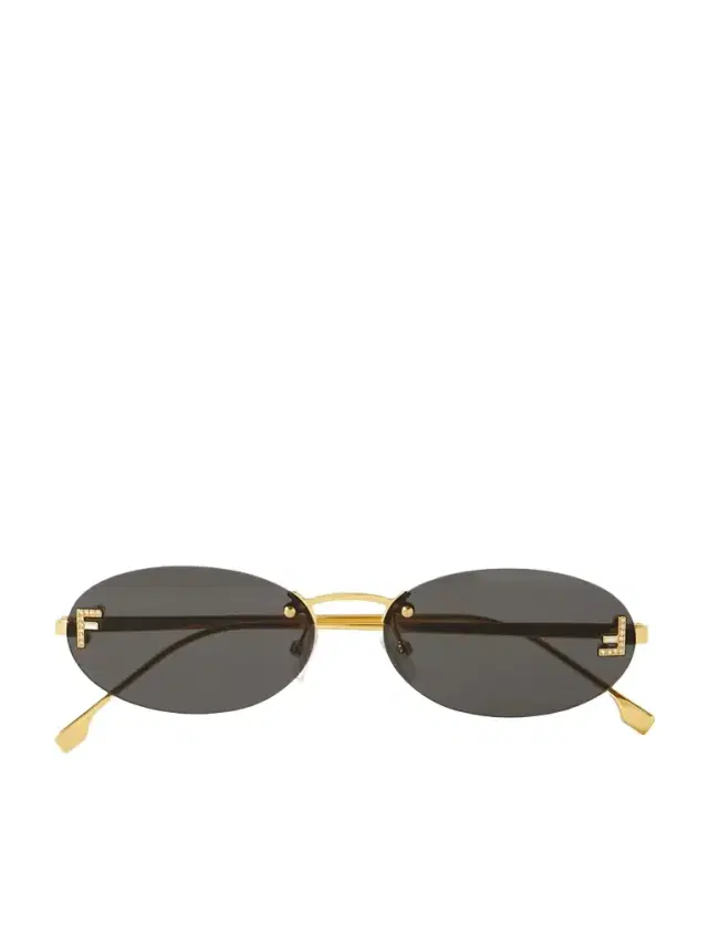 Rimless Oval-frame Crystal-embellished Gold-tone Sunglasses