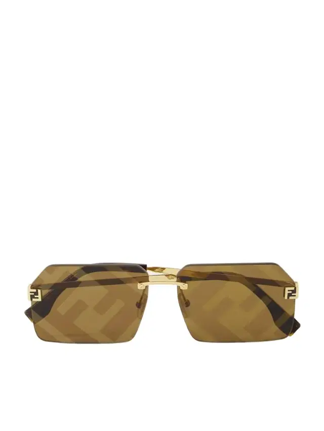 Fendi Sky Rimless Rectangle-frame Gold-tone Sunglasses