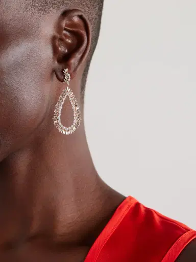 Suzanne Kalan 18-karat Rose And White Gold Diamond Earrings | Thumbnail 2