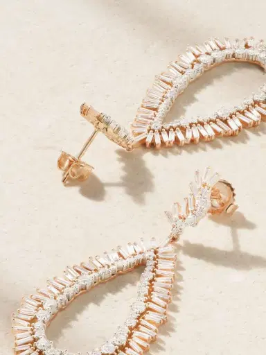 Suzanne Kalan 18-karat Rose And White Gold Diamond Earrings | Thumbnail 3