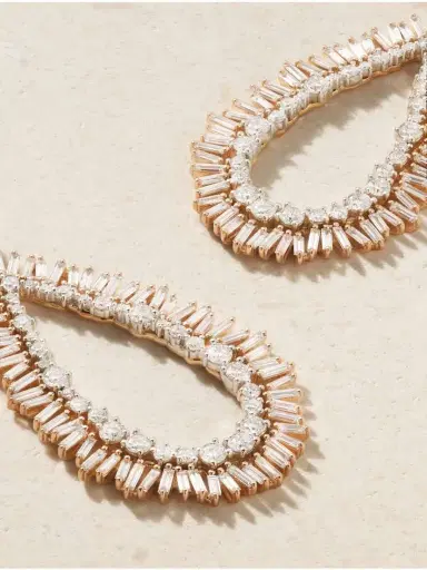 Suzanne Kalan 18-karat Rose And White Gold Diamond Earrings | Thumbnail 4