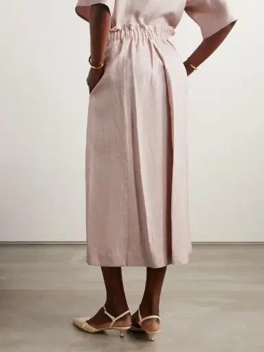 Loro Piana Belted Linen, Wool And Silk-blend Midi Skirt | Thumbnail 4