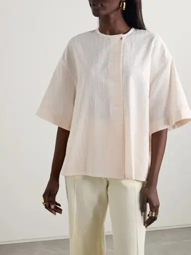 Loro Piana Checked Metallic Cotton-blend Voile Blouse | Thumbnail 3 Loro Piana Checked Metallic Cotton-blend Voile Blouse | Thumbnail 3