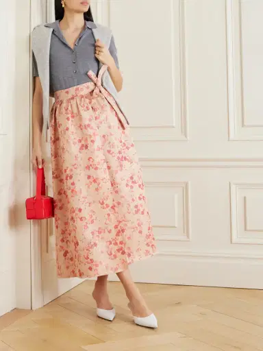 Loro Piana Leah Gathered Silk-jacquard Midi Wrap Skirt | Thumbnail 2