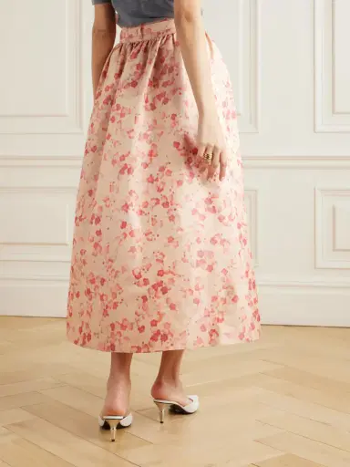 Loro Piana Leah Gathered Silk-jacquard Midi Wrap Skirt | Thumbnail 3
