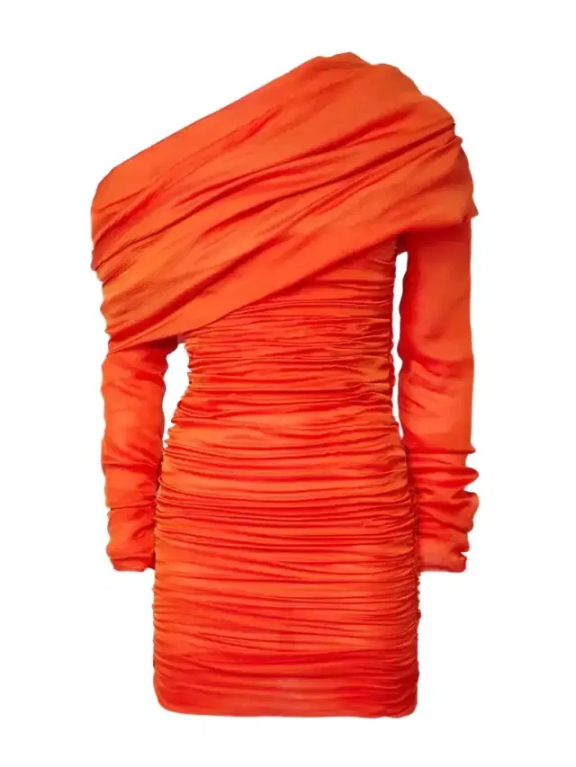 One-shoulder Ruched Silk-crepon Mini Dress