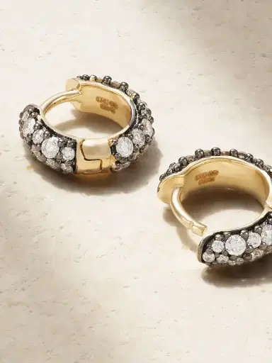 Lucy Delius Chubby Rhodium-plated 14-karat Recycled Gold Diamond Hoop Earrings | Thumbnail 3 Lucy Delius Chubby Rhodium-plated 14-karat Recycled Gold Diamond Hoop Earrings | Thumbnail 3