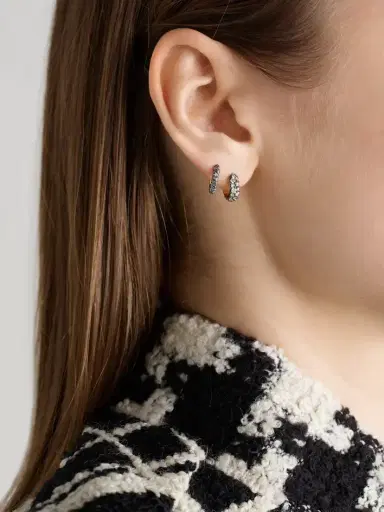 Lucy Delius Chubby Rhodium-plated 14-karat Recycled Gold Diamond Hoop Earrings | Thumbnail 4 Lucy Delius Chubby Rhodium-plated 14-karat Recycled Gold Diamond Hoop Earrings | Thumbnail 4