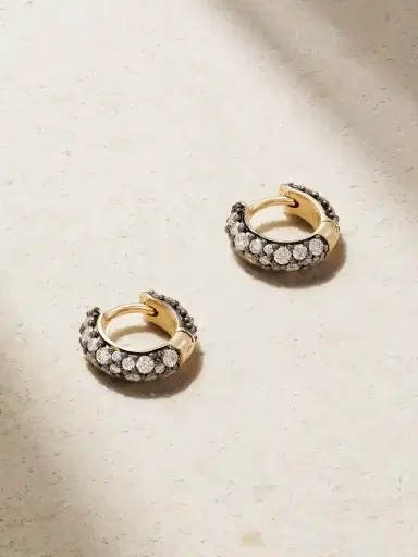 Lucy Delius Chubby Rhodium-plated 14-karat Recycled Gold Diamond Hoop Earrings | Thumbnail 1 Lucy Delius Chubby Rhodium-plated 14-karat Recycled Gold Diamond Hoop Earrings | Thumbnail 1
