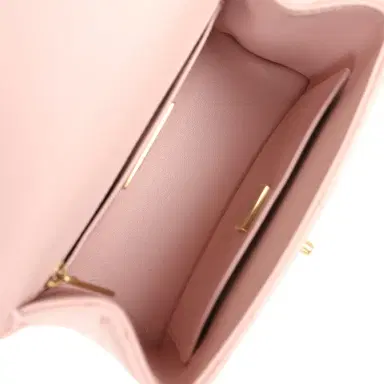 Chanel Chanel Mini Square Top Handle Flap Light Pink Lambskin Antique Gold Hardware | Thumbnail 8
