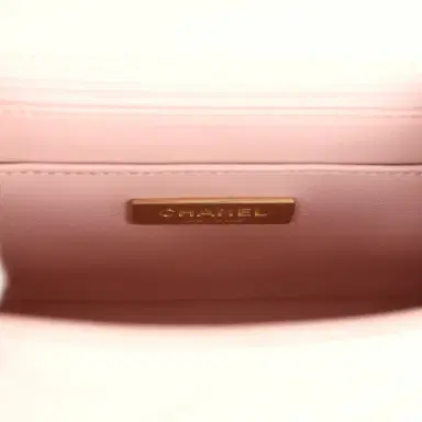Chanel Chanel Mini Square Top Handle Flap Light Pink Lambskin Antique Gold Hardware | Thumbnail 9