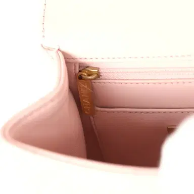 Chanel Chanel Mini Square Top Handle Flap Light Pink Lambskin Antique Gold Hardware | Thumbnail 10