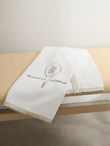 Brunello Cucinelli Linen-trimmed Embroidered Cotton-terry Towel | Thumbnail 1