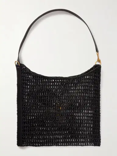 Saint Laurent Oxalis Leather-trimmed Raffia Shoulder Bag | Thumbnail 3