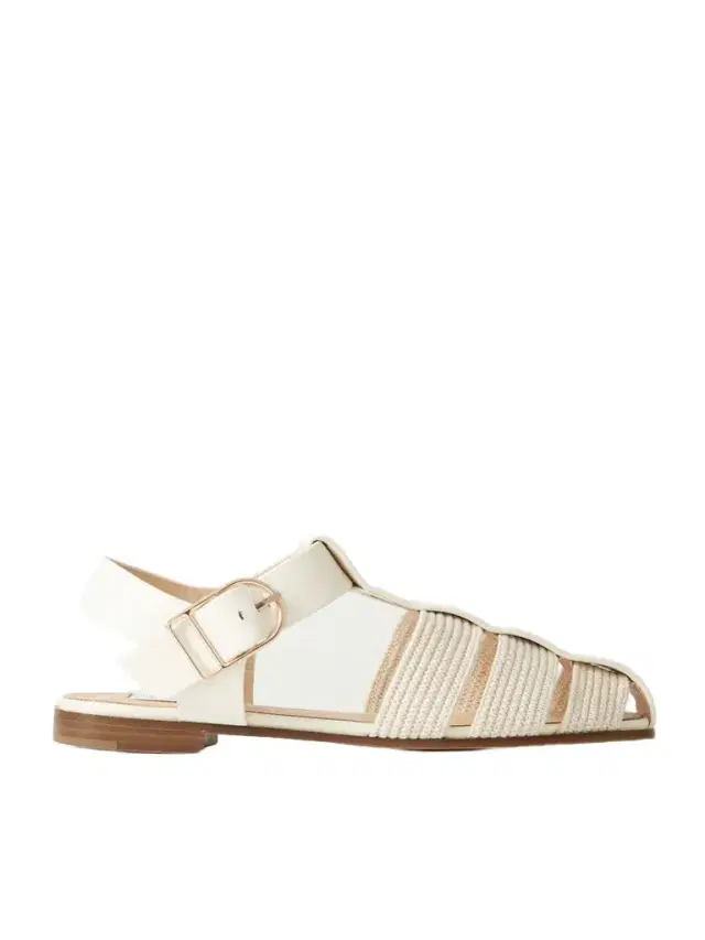 Calla Striped Crochet-knit And Leather Sandals