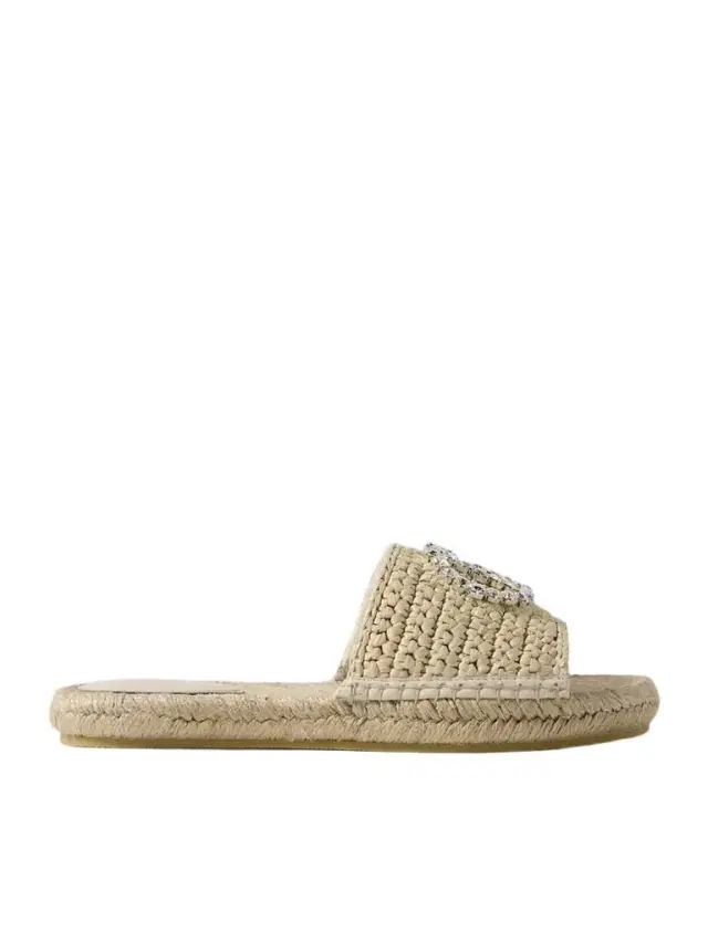 Cora Crystal-embellished Raffia Espadrille Sandals