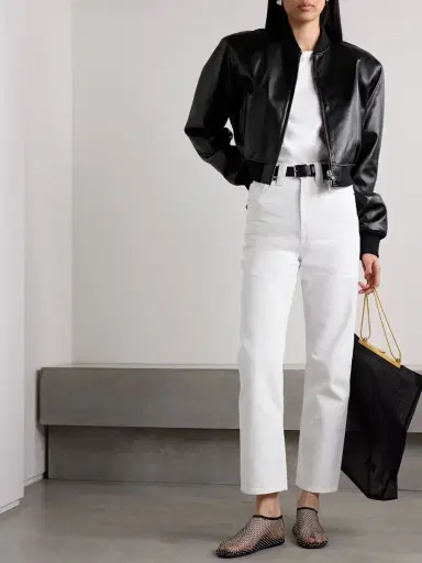 The Frankie Shop Micky Cropped Faux Leather Bomber Jacket | Thumbnail 2