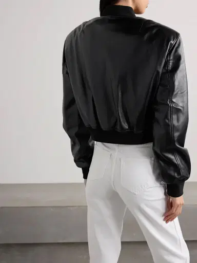 The Frankie Shop Micky Cropped Faux Leather Bomber Jacket | Thumbnail 4