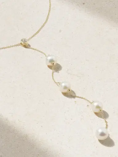 Mateo Drizzle 14-karat Gold, Diamond And Pearl Necklace | Thumbnail 1 Mateo Drizzle 14-karat Gold, Diamond And Pearl Necklace | Thumbnail 1