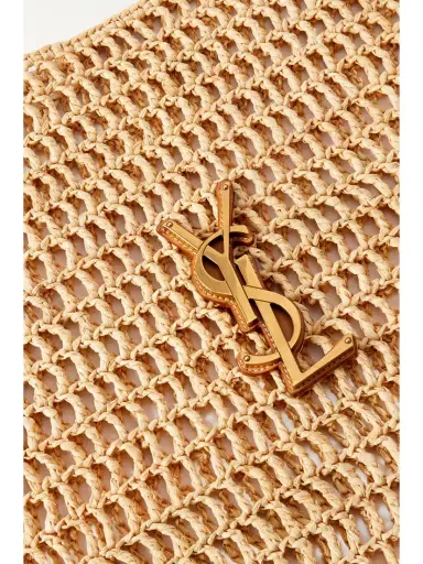 Saint Laurent Oxalis Leather-trimmed Crocheted Raffia Shoulder Bag | Thumbnail 4 Saint Laurent Oxalis Leather-trimmed Crocheted Raffia Shoulder Bag | Thumbnail 4