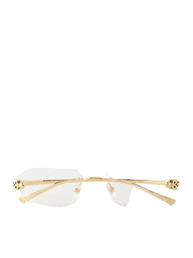 Rimless Rectangle-frame Gold-tone Optical Glasses