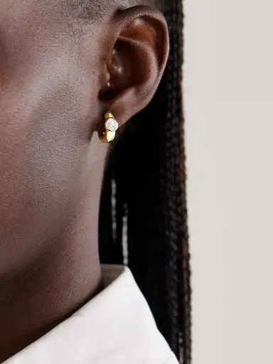 Uniform Object Tusk 18-karat Gold Diamond Hoop Earrings | Thumbnail 2