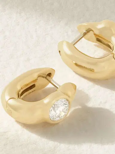 Uniform Object Tusk 18-karat Gold Diamond Hoop Earrings | Thumbnail 3