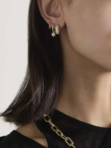 David Yurman Petite Starburst 18-karat Gold Diamond Hoop Earrings | Thumbnail 4 David Yurman Petite Starburst 18-karat Gold Diamond Hoop Earrings | Thumbnail 4