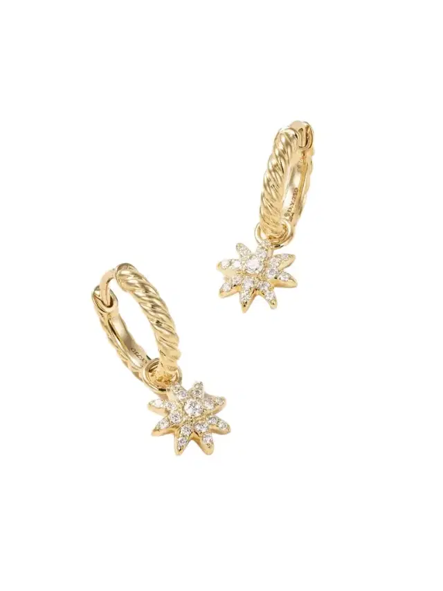 David Yurman Petite Starburst 18-karat Gold Diamond Hoop Earrings