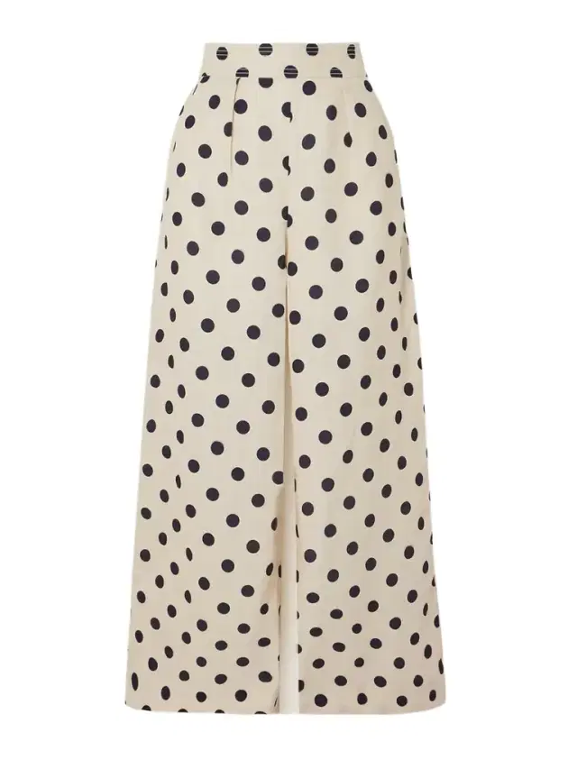 Josephine Polka-dot Linen Wide-leg Pants