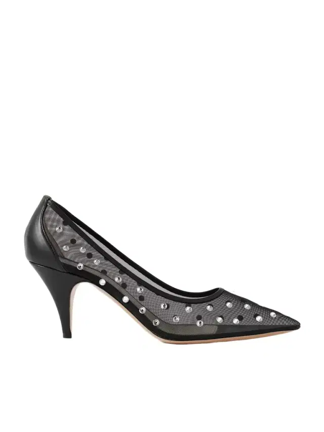River Iconic Leather-trimmed Crystal-embellished Mesh Pumps